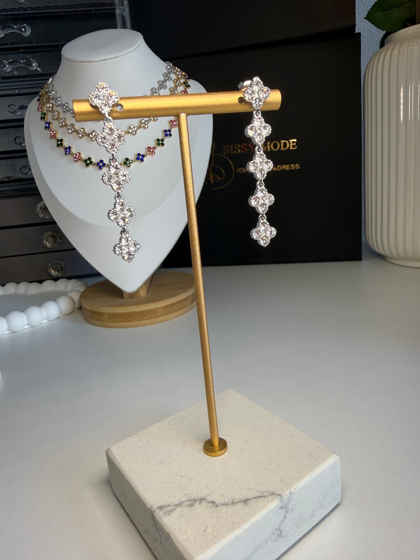 Cristal argent | Boucles d’oreilles