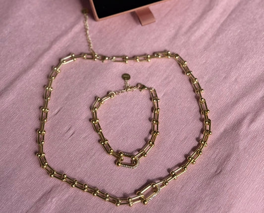Parure en acier inoxydable - Collier et bracelet