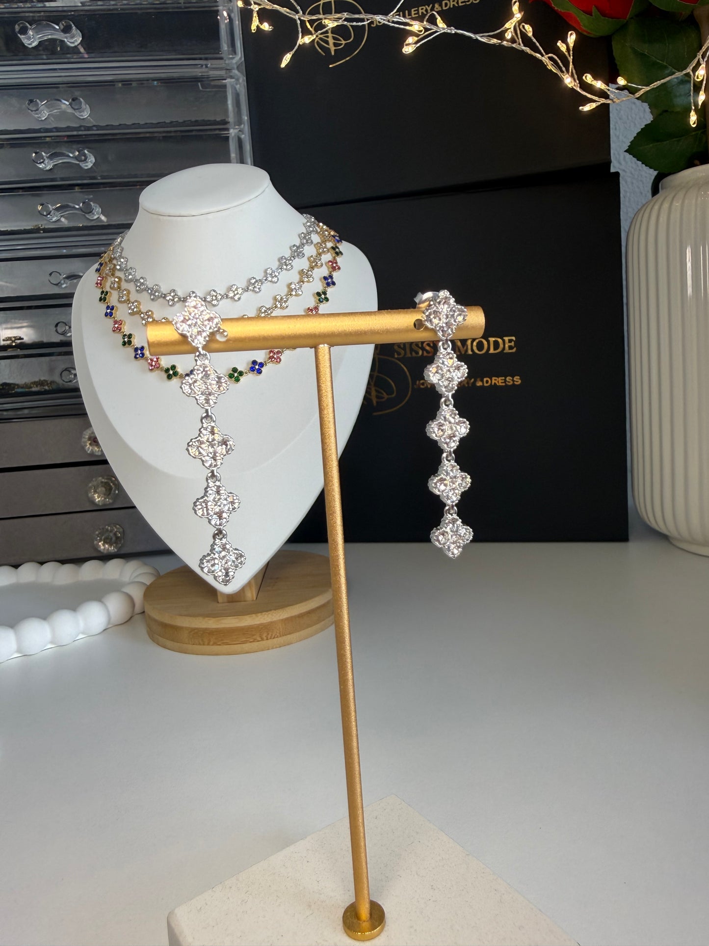 Cristal argent | Boucles d’oreilles