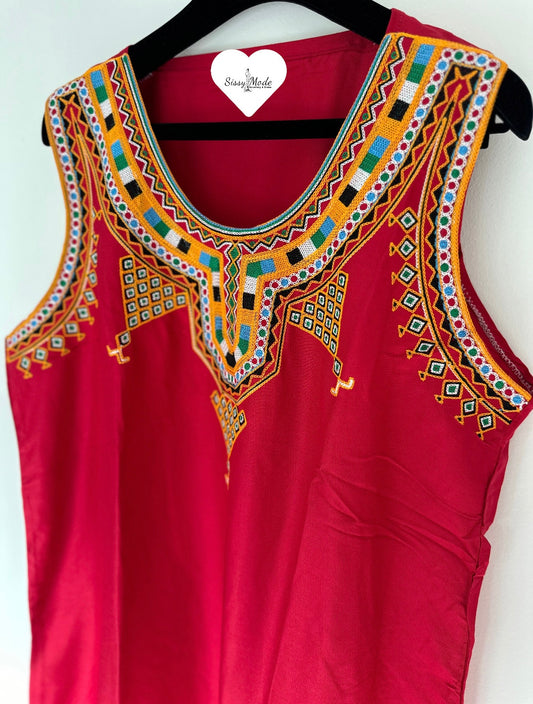 Robe Kabyle maison longue - Rouge Bordeaux