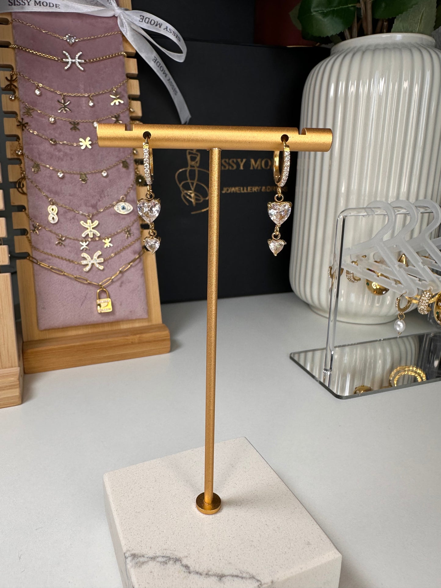 Love | Boucles d’oreilles en acier inoxydable(cœur)